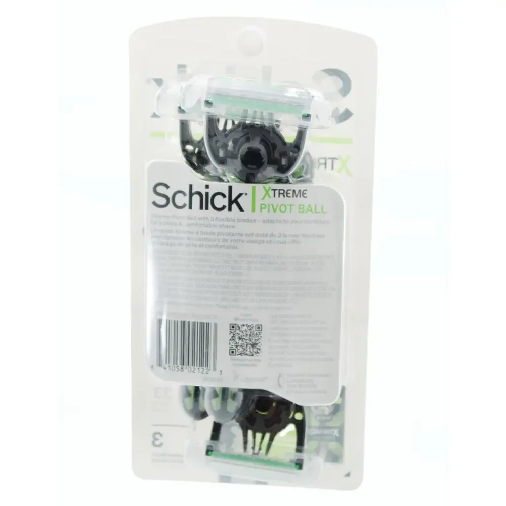 Men Razor Schick 3 Pack Xtreme Pivot Ball Disposable Razor‎ 2 Pcs